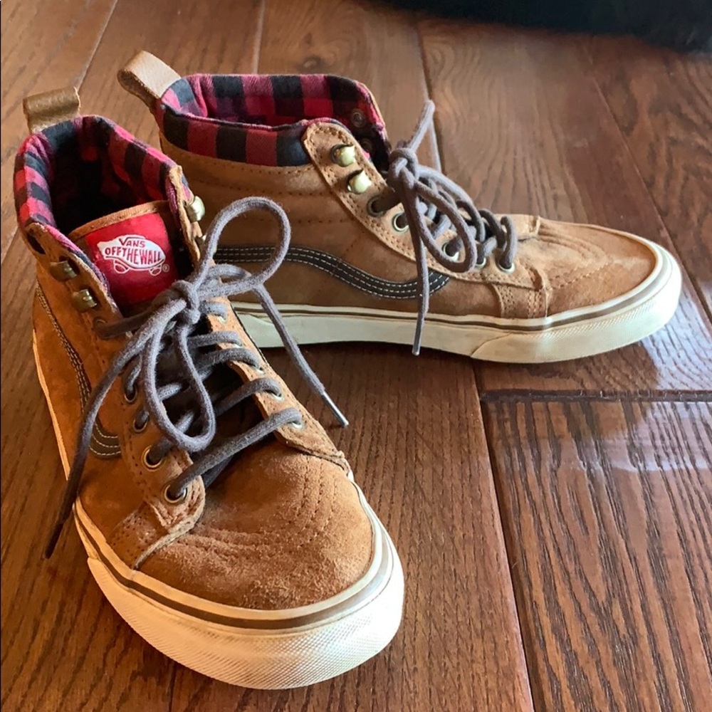 Tan Suede Vans with Red&Black Flannel